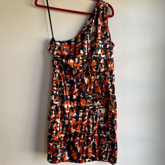 Banana Republic One Shoulder Sleeveless Print Dress Size 12 - Picture 5 of 6